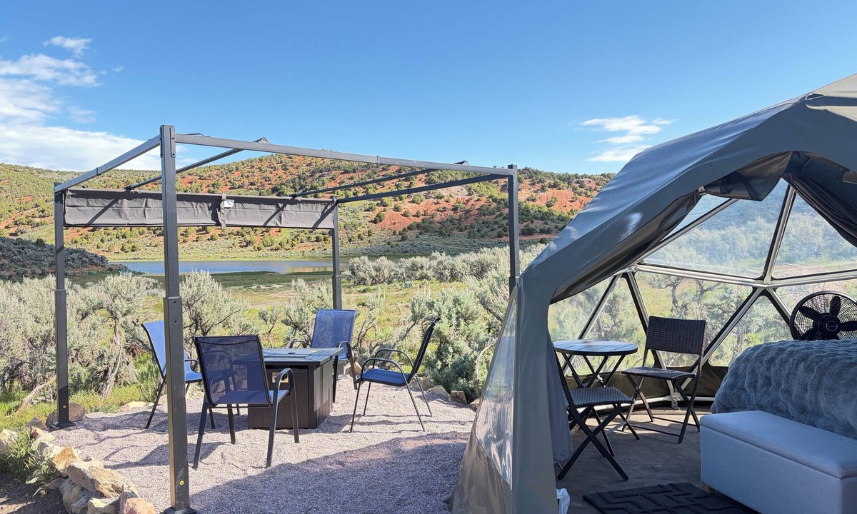 Rich County RV Rental | Unplug and unwind in our secluded off-grid glamping dome, nestled by a private lake. Enjoy the peace and quiet with all the comforts of home.