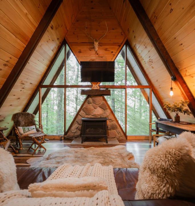 Rockbridge House | Waterfront A Frame with Dock Canoe Kayaks Family