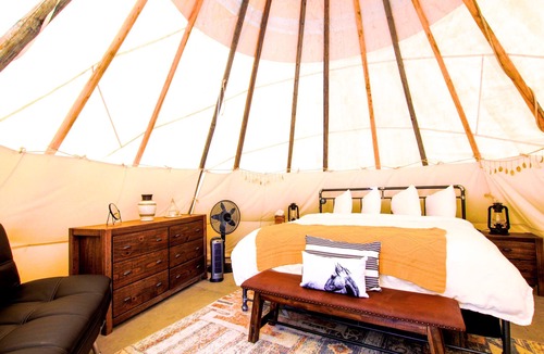 Gardiner Resort | Beautiful Glamping Tipi at Yellowstone. 2 Queen Beds, Private Bath, ages 5+.