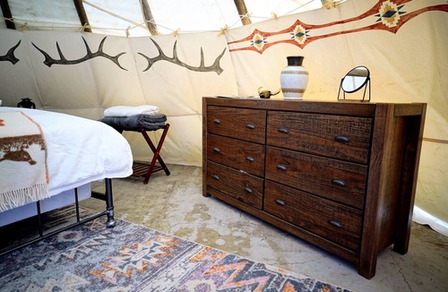 Gardiner Resort | Beautiful Glamping Tipi at Yellowstone. 2 Queen Beds, Private Bath, ages 5+.