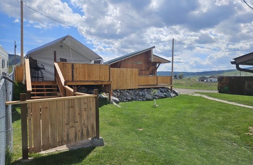 Big Arm RV Rental | GlampCamp - Luxury Wall Tent & Bathhouse