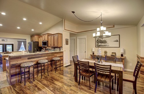 Whitefish House | Whitefish Luxury Escape w hot tub, fenced in yard, and fully stocked kitchen