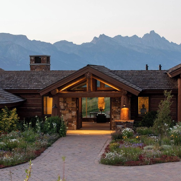 Six-bedroom property features a sizeable art collection & Teton views