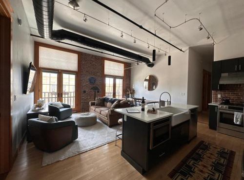 Chic 3BR Industrial Loft Main St w Garage