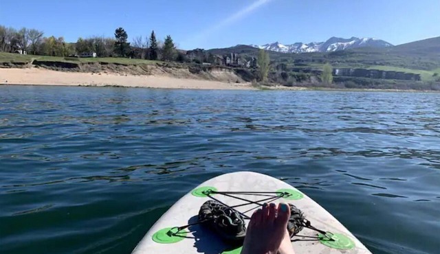On Pineview Reservoir - just a short walk down the trail to the beach!