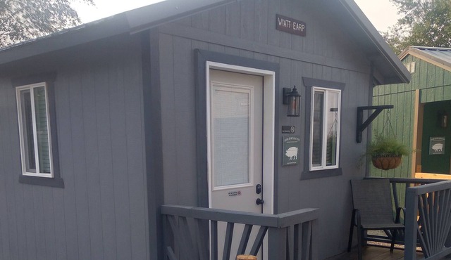Wyatt Earp, has a queen bed, and has it's own bathroom.